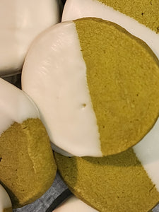 Matcha Shortbread Dipped in White Chocolate (New Cookie!!)