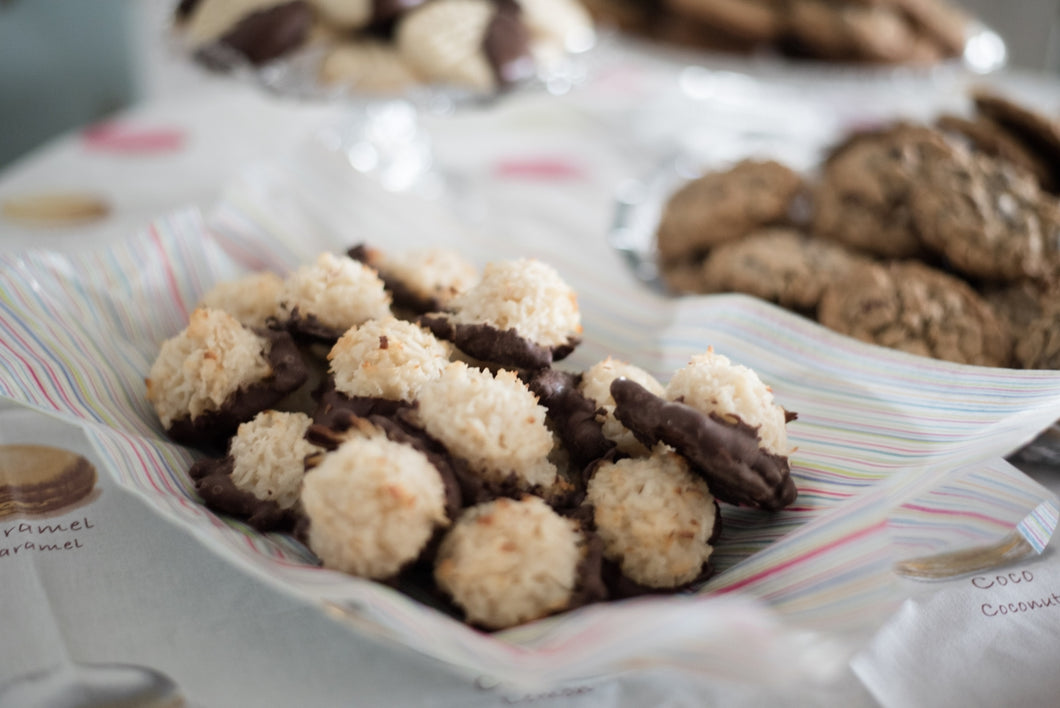 Jamaican Coconut Macaroons Dipped in Chocolate